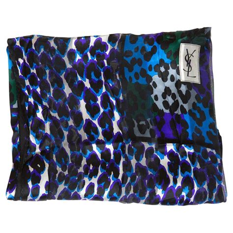 Yves Saint Laurent YSL Large Animal Leopard Print Silk Scarf